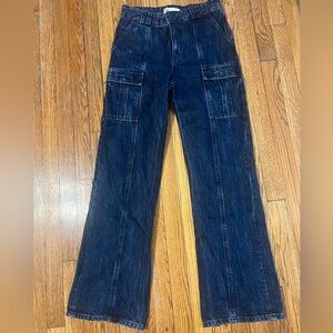 Zara Women's Dark Blue Relaxed Jeans